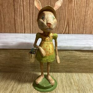 Jorge De Rojas Rare Bonnie Bunny Figurine with Basket